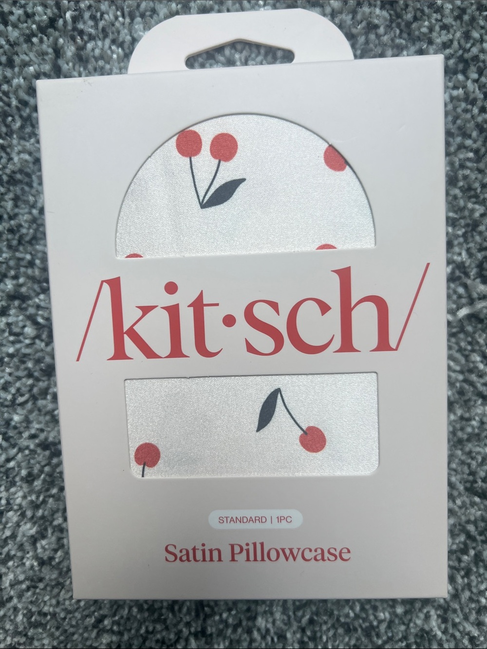 NWT Kitsch White Satin Pillowcase with Red Cherry Motif